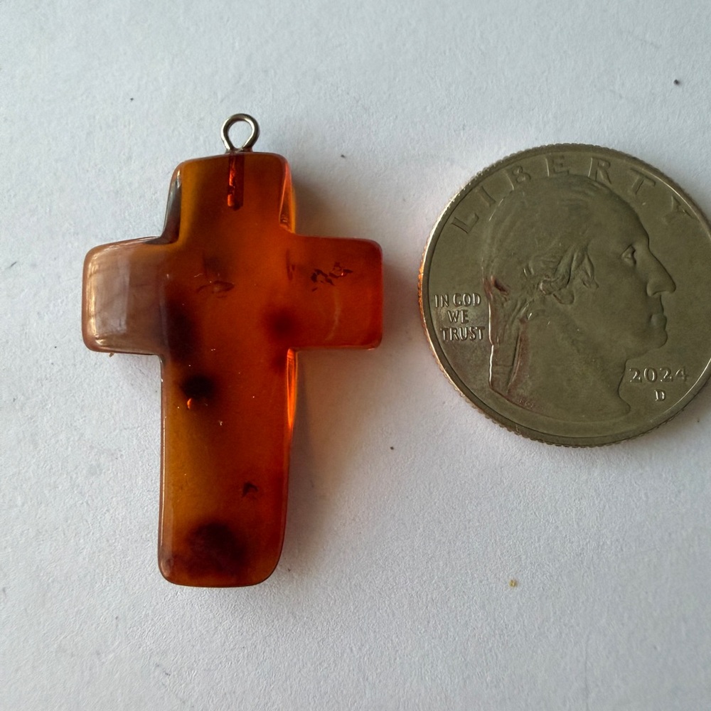 Amber Cross Pendant